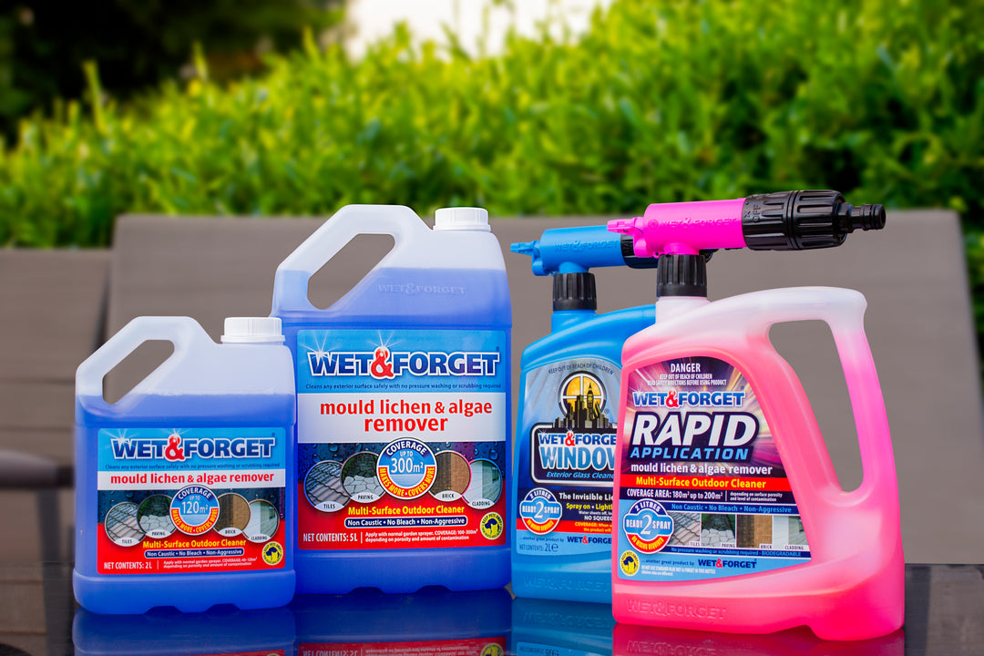 Garden and patio mould remover, and window cleaner